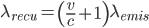 \lambda_{recu} = \left(\frac{v}{c}+1\right)\lambda_{emis}