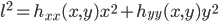 l^2 = h_{xx}(x,y)x^2 + h_{yy}(x,y)y^2